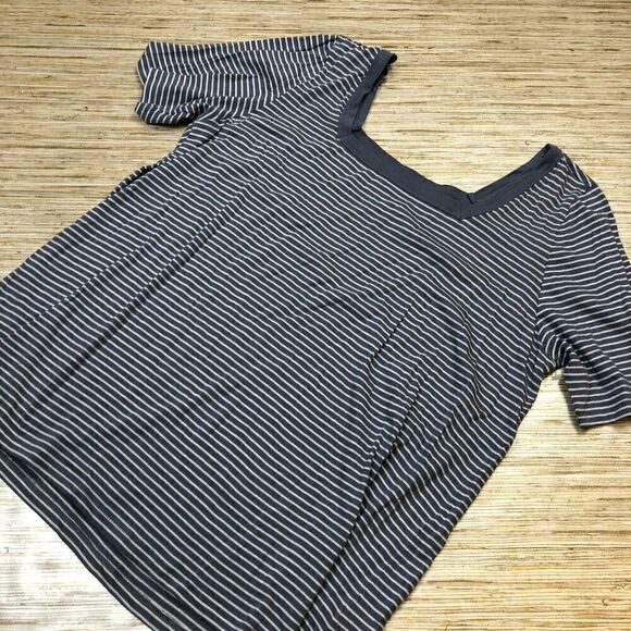 G-113 Susina soft square neck tee stripe WHITE GRAY Size S nwot - Picture 1 of 1